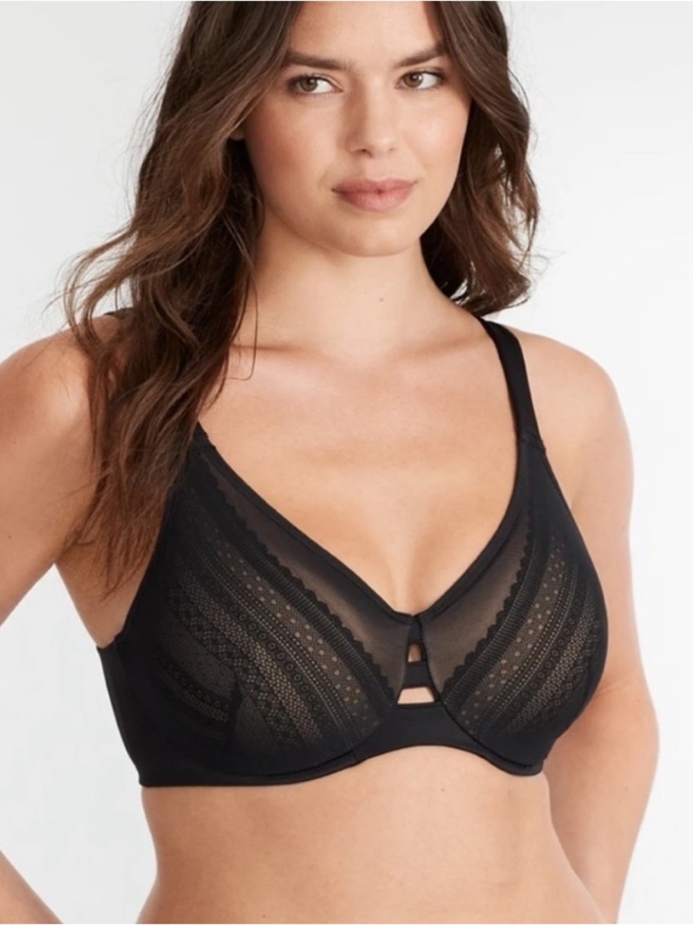 LIKE NEW SPANX Illusion Black Lace Underwire MINIMIZER Bra (34DDD)